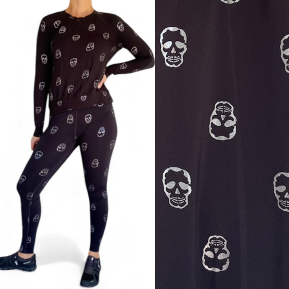 Nanette Lepore For The Republic black skull print matching lounge set size S/XS